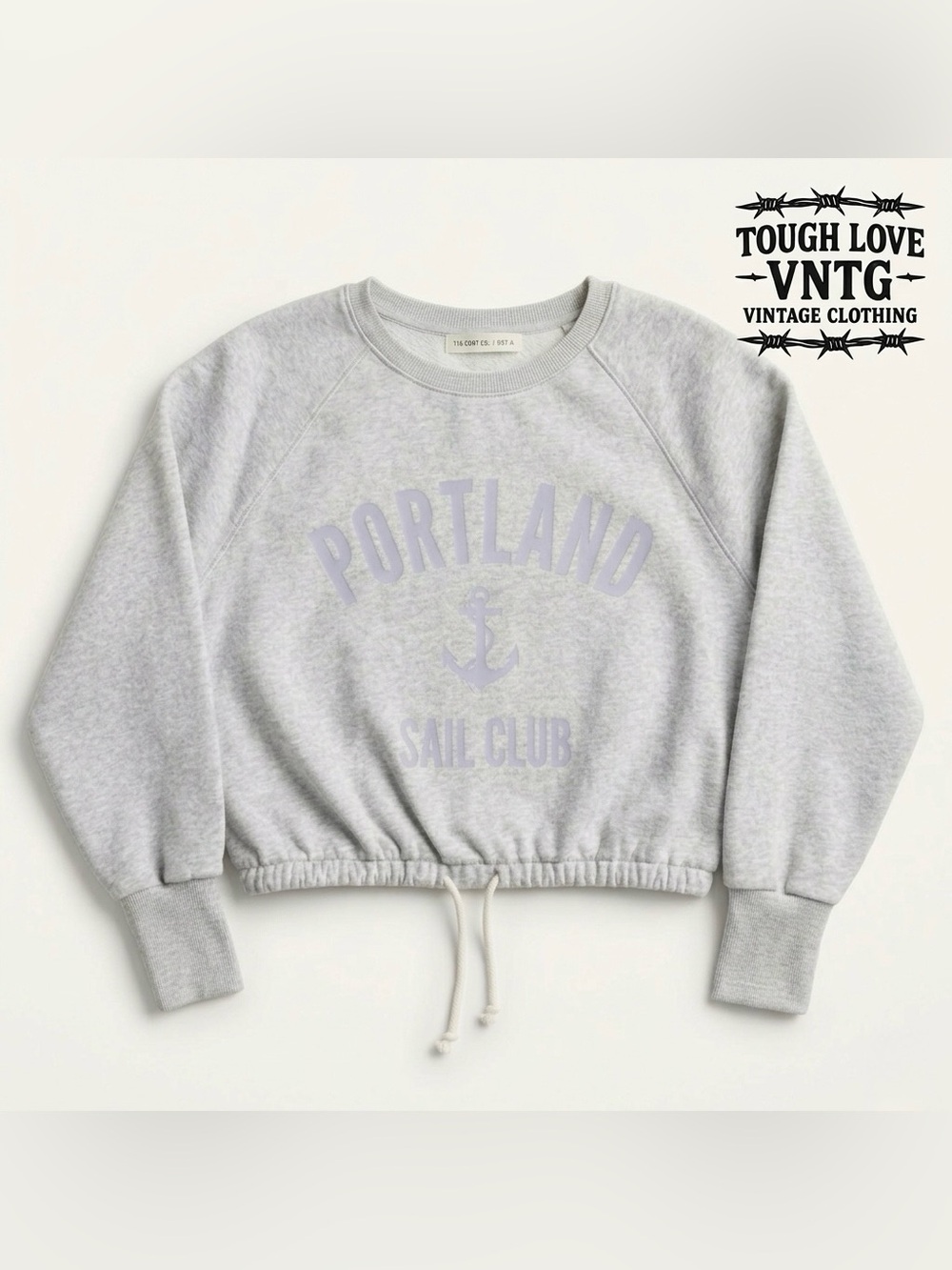 H&M Light Gray Portland Sail Club Cropped Crewneck Sweater